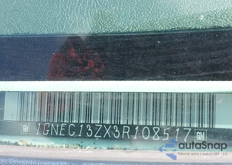 2003 Chevrolet Tahoe C1500 z USA, uszkodzony, nr VIN 1GNEC13ZX3R108517